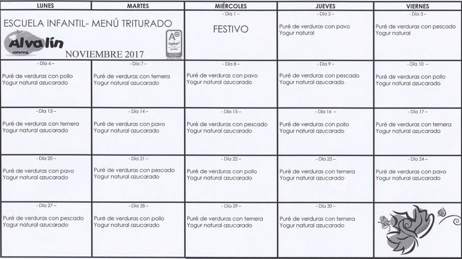 menu noviembre bebes